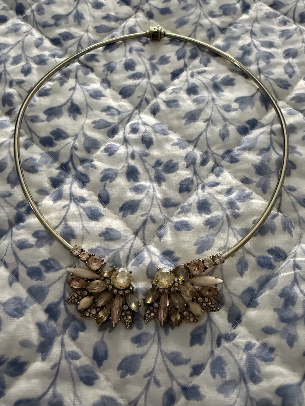 Elegant Crystal Collar Necklace - Pink & Gold Statement